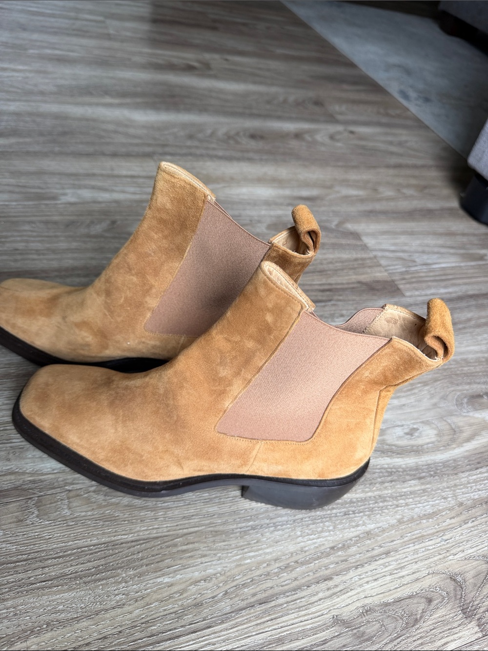 Frame Denim Le Fenton Suede Leather Ankle Booties with Elastic Panels